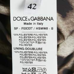 Dolce & Gabbana Brown/Beige Leopard Print Synthetic Button Front Long Coat M