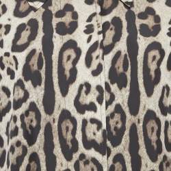 Dolce & Gabbana Brown/Beige Leopard Print Synthetic Button Front Long Coat M