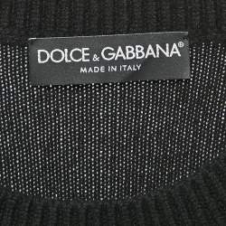 Dolce & Gabbana Black Floral Embroidered Cashmere Button Detail Sweater M