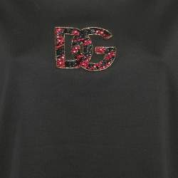 Pre Owned Dolce & Gabbana Black Logo Embellished Jersey T-Shirt M