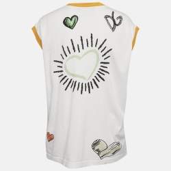 Pre Owned Dolce & Gabbana White Printed Jersey Sleeveless T-Shirt M