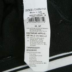 Pre Owned Dolce & Gabbana Black Crystal Embellished Short Sleeve Hooded Sweatshirt S