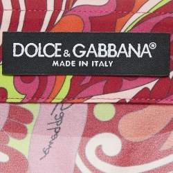 Pre Owned Dolce & Gabbana Pink Floral Print Silk Shirt and Trousers Set S