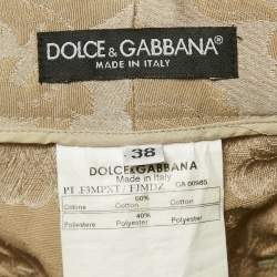 Pre Owned Dolce & Gabbana Beige Jacquard Wide Leg Pants S