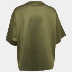 Pre Owned Dolce & Gabbana Olive Green Cotton Stud Embellishment Detail Crew Neck T-Shirt L