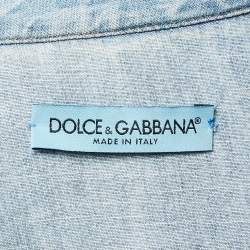 Pre Owned Dolce & Gabbana Blue Denim Stud and Trim Detail Cropped Jacket S