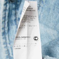Pre Owned Dolce & Gabbana Blue Denim Stud and Trim Detail Cropped Jacket S