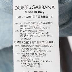 Pre Owned Dolce & Gabbana Blue Denim Stud and Trim Detail Cropped Jacket S