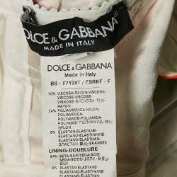 Pre Owned Dolce & Gabbana Multicolor Floral Print Crepe and Cotton Bustier Top and Midi Skirt Set M