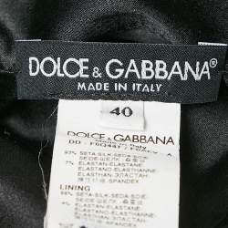 Pre Owned Dolce & Gabbana Black Polka Dot Silk Draped Sleeveless Short Dress S