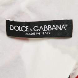 Pre Owned Dolce & Gabbana White Rose Print Sleeveless Mini Dress XS