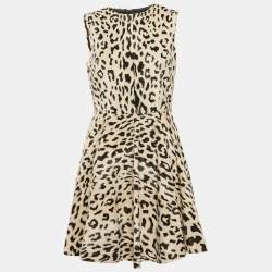 Pre Owned Dolce & Gabbana Leopard Print Textured Cotton Sleeveless Mini Dress M