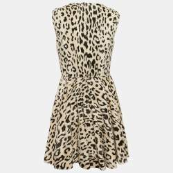 Pre Owned Dolce & Gabbana Leopard Print Textured Cotton Sleeveless Mini Dress M