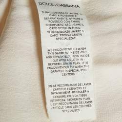 Pre Owned Dolce & Gabbana Cream Silk Floral Logo Detail Sleeveless Top M