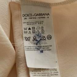 Pre Owned Dolce & Gabbana Cream Silk Floral Logo Detail Sleeveless Top M