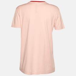 Pre Owned Dolce & Gabbana Pink Printed Cotton Crew Neck T-Shirt S
