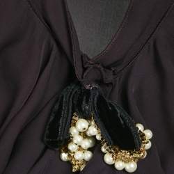 Pre Owned Dolce & Gabbana Purple Embellished Silk Mini Dress S