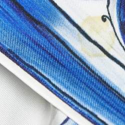 Pre Owned Dolce & Gabbana White/Blue Majolica Print Silk Shirt Dress XS