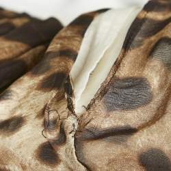 Dolce & Gabbana Brown Leopard Print Lace Trim Silk Mini Skirt S