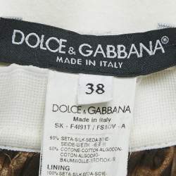 Dolce & Gabbana Brown Leopard Print Lace Trim Silk Mini Skirt S