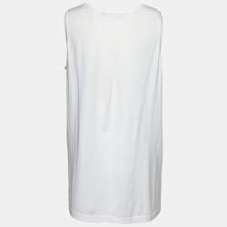 Pre Owned Dolce & Gabbana White Printed Cotton Jersey Vest Top L