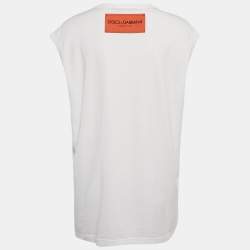 Pre Owned Dolce & Gabbana White Cotton L'Amore E Bellezza Printed Tank Top S 