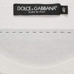 Pre Owned Dolce & Gabbana White Cotton L'Amore E Bellezza Printed Tank Top S 