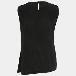 Pre Owned Dolce & Gabbana Black DG Family Applique Silk Sleeveless Top M