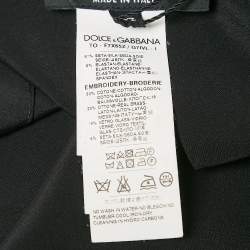 Pre Owned Dolce & Gabbana Black DG Family Applique Silk Sleeveless Top M