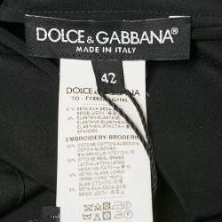Pre Owned Dolce & Gabbana Black DG Family Applique Silk Sleeveless Top M