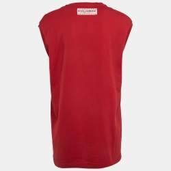 Pre Owned Dolce & Gabbana Red Printed Jersey Sleeveless T-Shirt S