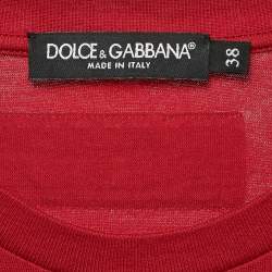 Pre Owned Dolce & Gabbana Red Printed Jersey Sleeveless T-Shirt S
