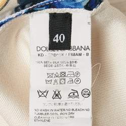 Pre Owned فستان ميني بدون أكمام دولتشي و غابانا حرير مطبوع كريمي مقاس صغير - سمول