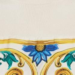 Pre Owned فستان ميني بدون أكمام دولتشي و غابانا حرير مطبوع كريمي مقاس صغير - سمول