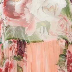 Pre Owned Dolce & Gabbana Pink Floral Print Silk Chiffon Asymmetrical Kaftan Dress M