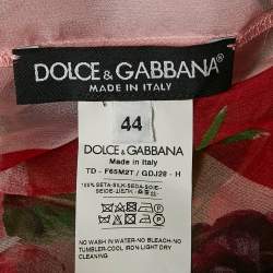 Pre Owned Dolce & Gabbana Pink Floral Print Silk Chiffon Asymmetrical Kaftan Dress M