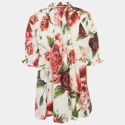Pre Owned Dolce & Gabbana Multicolor Floral Print Cotton Button Front Blouse M