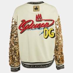 Dolce & Gabbana Green/Blue Year Of The Pig Print Cotton Sequin Sweatshirt S