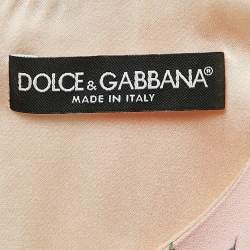 Pre Owned Dolce & Gabbana Pink/Multicolor Floral Print Crepe Button Detail Midi Dress M