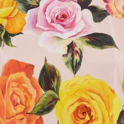 Pre Owned Dolce & Gabbana Pink/Multicolor Floral Print Crepe Button Detail Midi Dress M