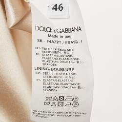 Dolce & Gabbana Blue Floral Print Silk Flounce Midi Skirt L