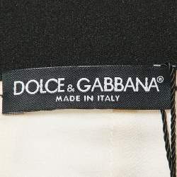 Dolce & Gabbana Off White Fish Print Crepe Midi Skirt S