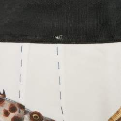 Dolce & Gabbana Off White Fish Print Crepe Midi Skirt S