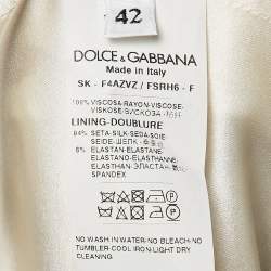 Dolce & Gabbana Off White Fish Print Crepe Midi Skirt S