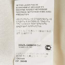 Dolce & Gabbana Off White Fish Print Crepe Midi Skirt S