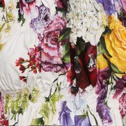 Dolce & Gabbana White Floral Print Cotton Off-The-Shoulder Top and Skirt Set S