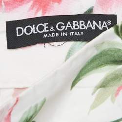 Pre Owned Dolce & Gabbana White Floral Print Cotton Tiered Mini Skirt S