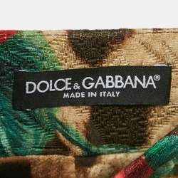 Dolce & Gabbana Brown Rose and Leopard Print Jacquard Mini Skirt S