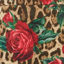 Dolce & Gabbana Brown Rose and Leopard Print Jacquard Mini Skirt S