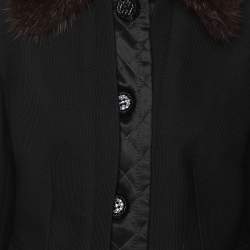 Pre Owned Dolce & Gabbana Black Wool Fur Jacket M